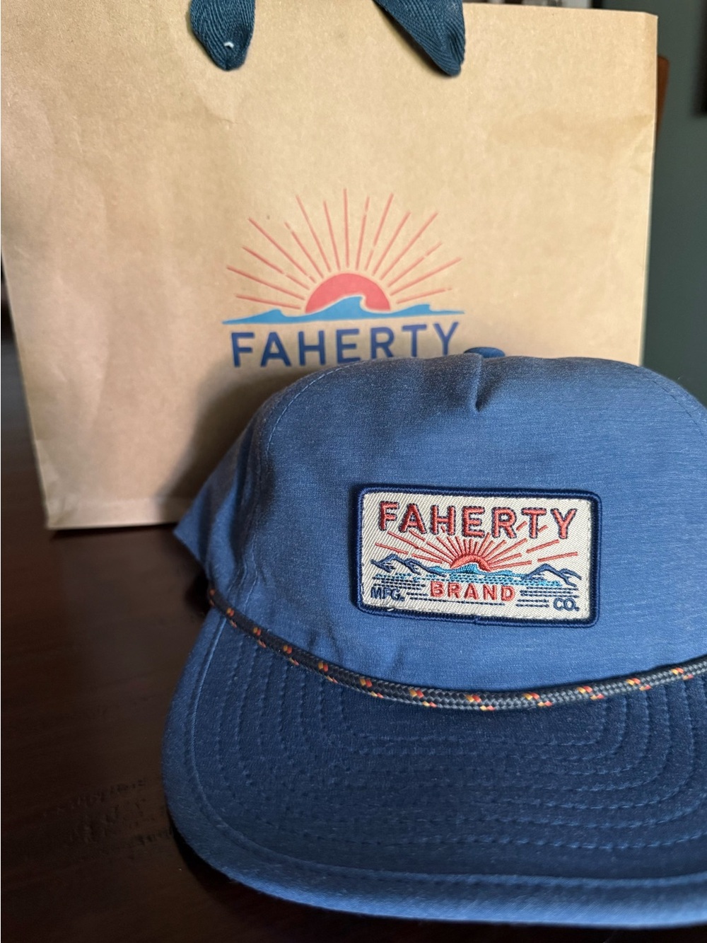 Faherty Blue Logo Patch Corded Cap